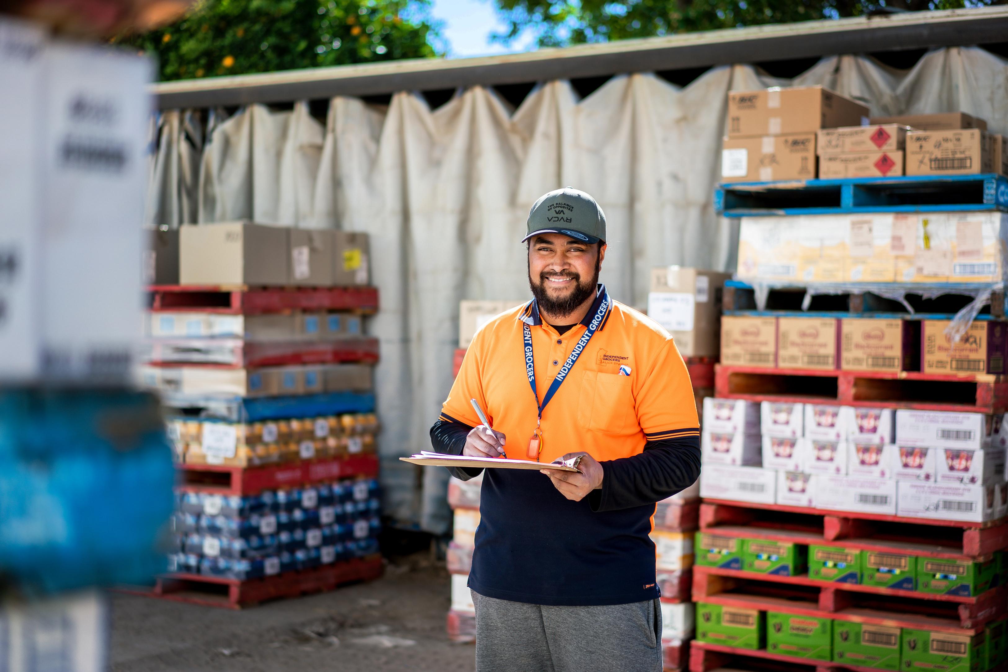 Worker doing inventory