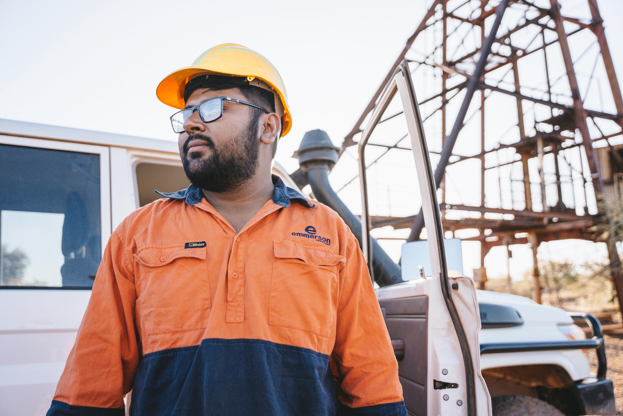 Worker with hard hat