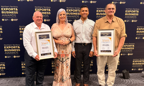 Recipients pose with award certificates at the Northern Territory Export and Business Awards 2026.